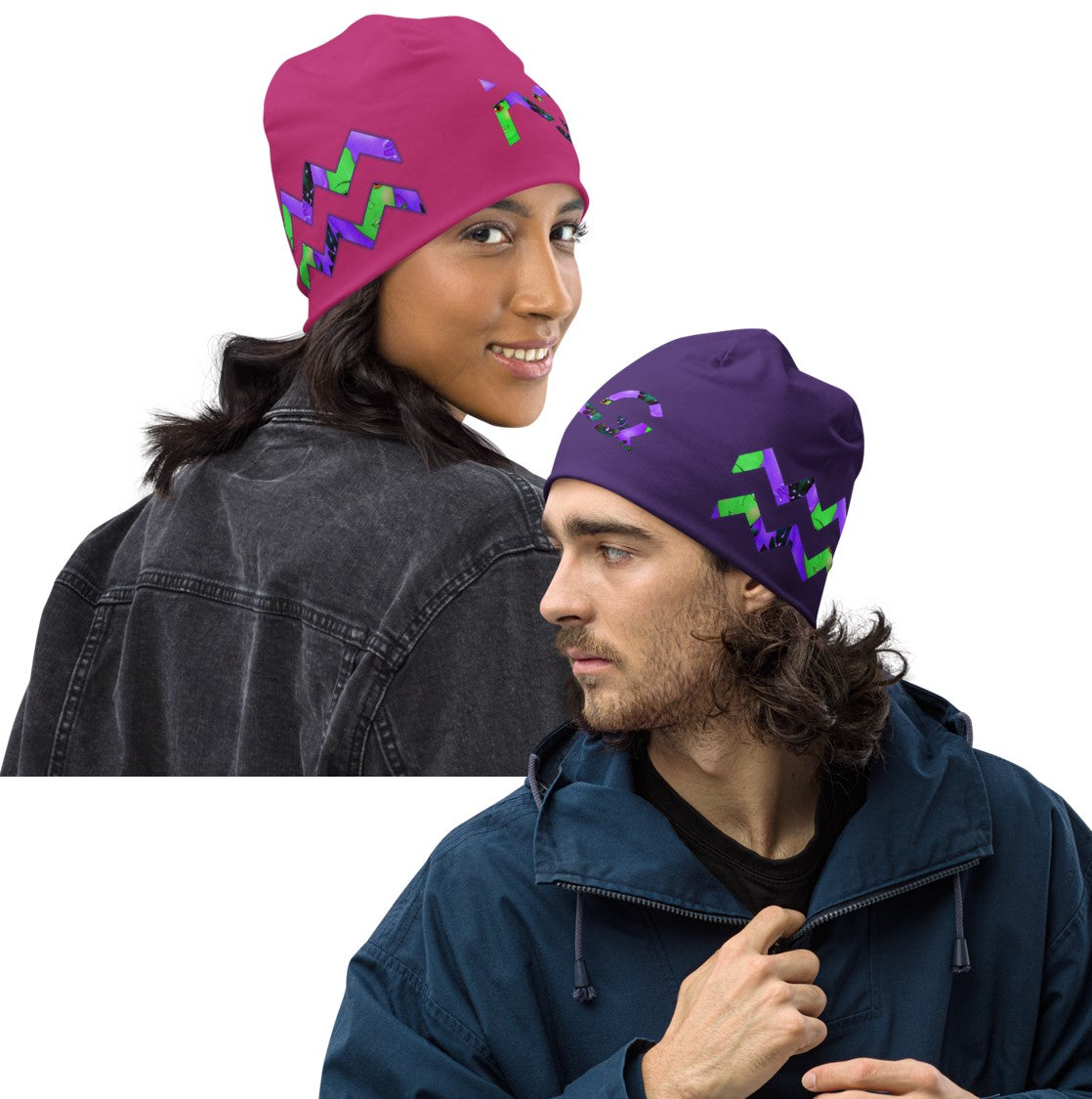 Beanie Hat for Aquarius. Unisex Stretch Ski Skull Cap.  WickedYo