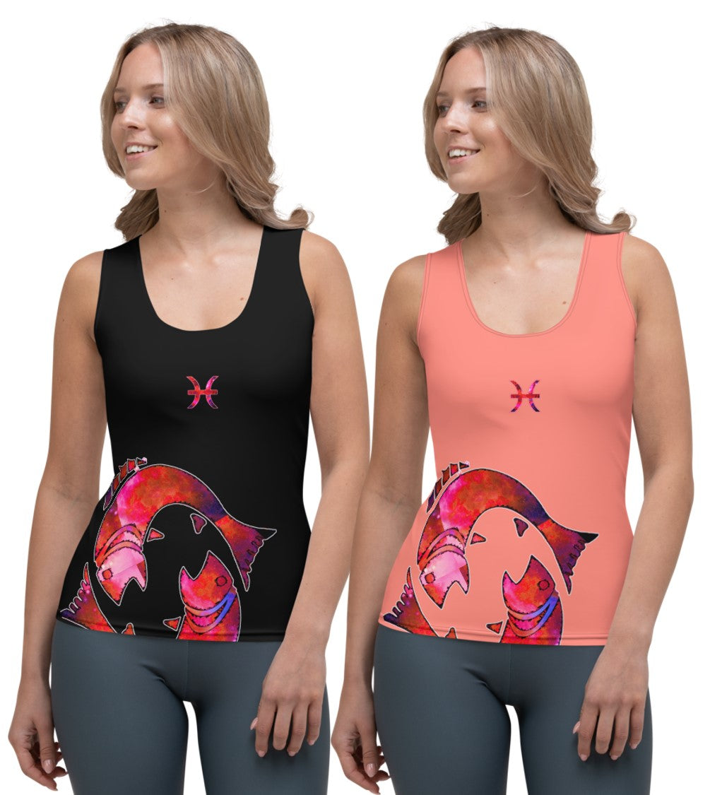 Women's Tank Tee for Pisces Sun Sign. Gym or Yoga Tank.  WickedYo.