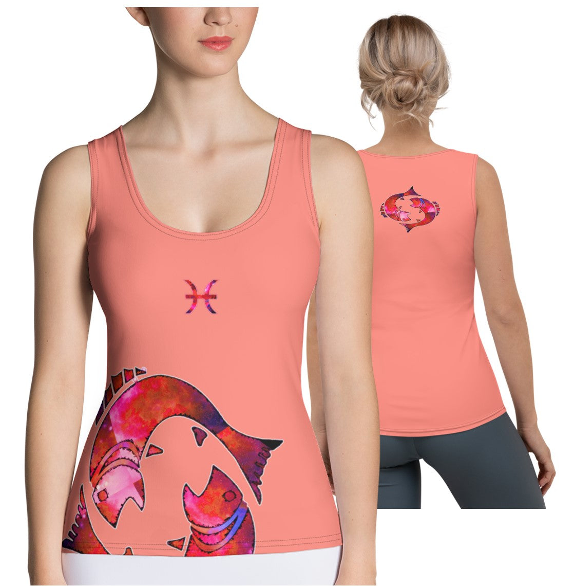 Activewear Tank Tops- Pisces. Black Yoga Tank Tops. Casualwear. WickedYo.