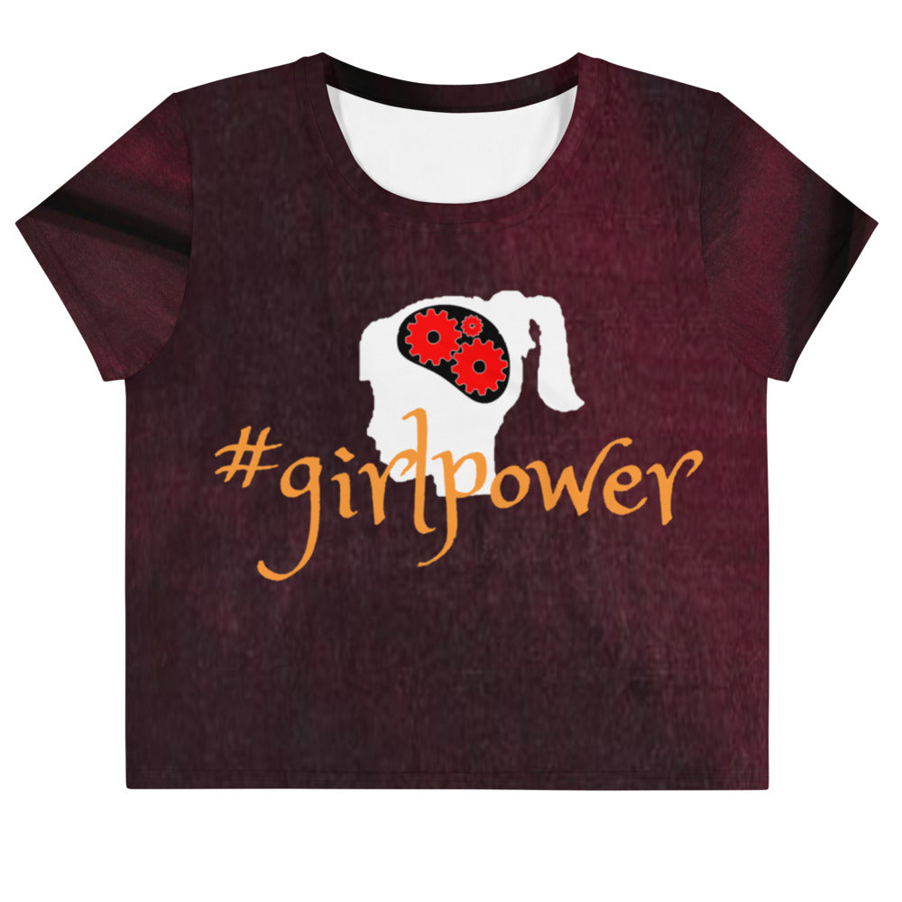 Army Green #girlpower Cropped Tees. Girls' Hashtag Art Crop Top. WickedYo.