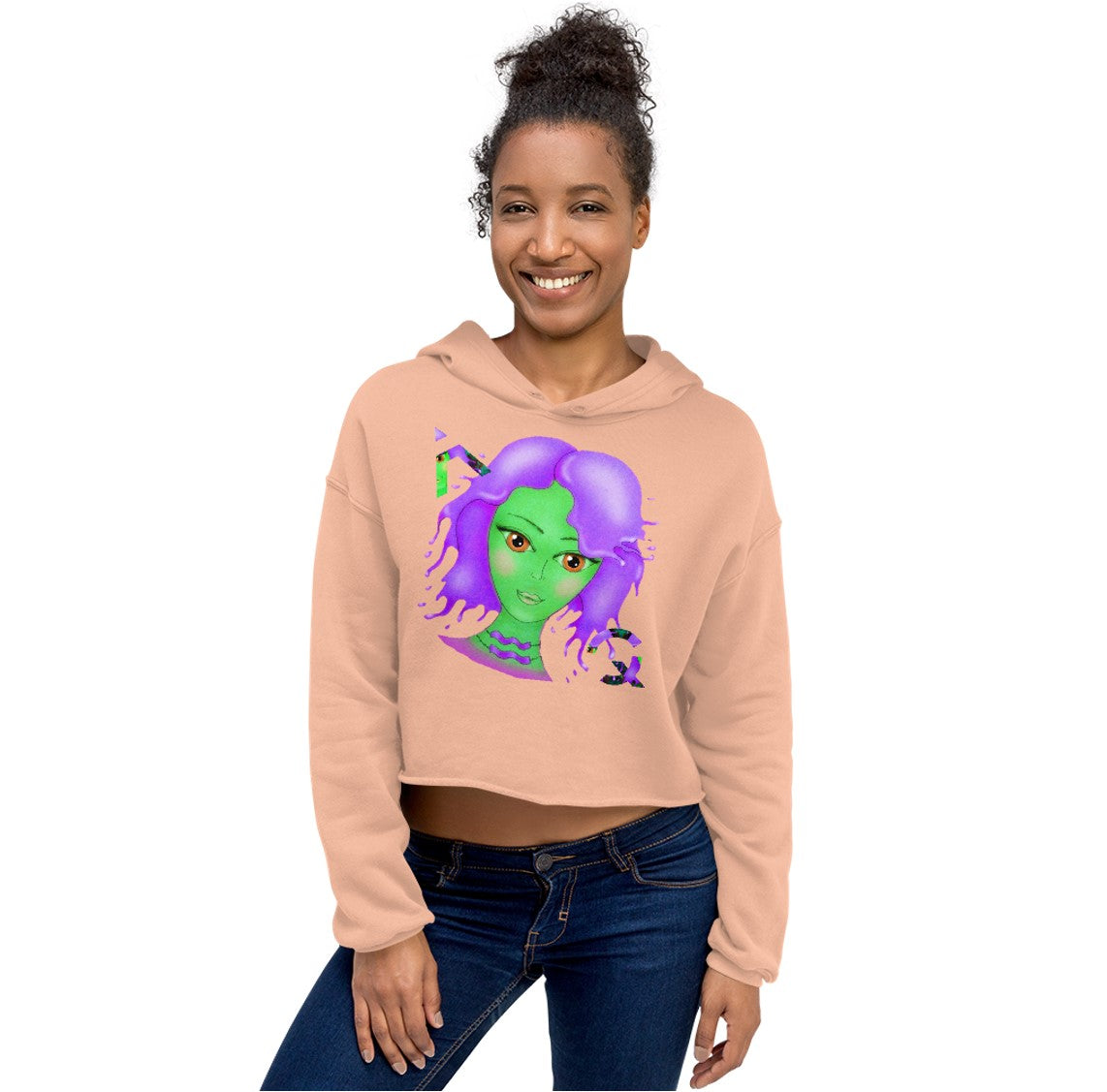 Cropped Top Hoodie for Girls. Aquarius Sun Sign Gift. WickedYo.