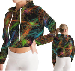 Cropped Hoodie for Girls-Neon Art Wear. Workout Crop Top, Streetwear for Women. WickedYo.