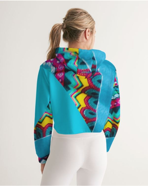 Batik Art Cropped Hoodie for Girls. Gymwear Crop Top, Streetwear for Women. WickedYo.