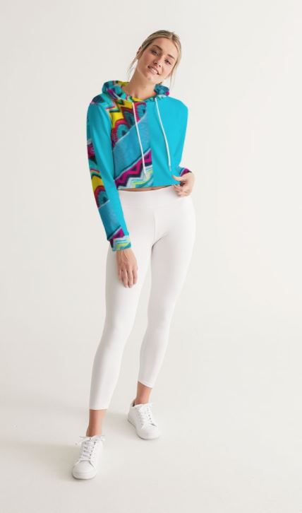 Batik Art Cropped Hoodie for Girls. Gymwear Crop Top, Streetwear for Women. WickedYo.