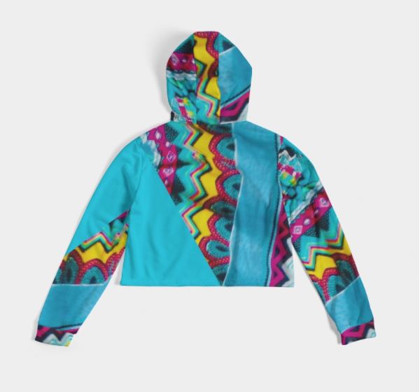 Batik Art Cropped Hoodie for Girls. Gymwear Crop Top, Streetwear for Women. WickedYo.