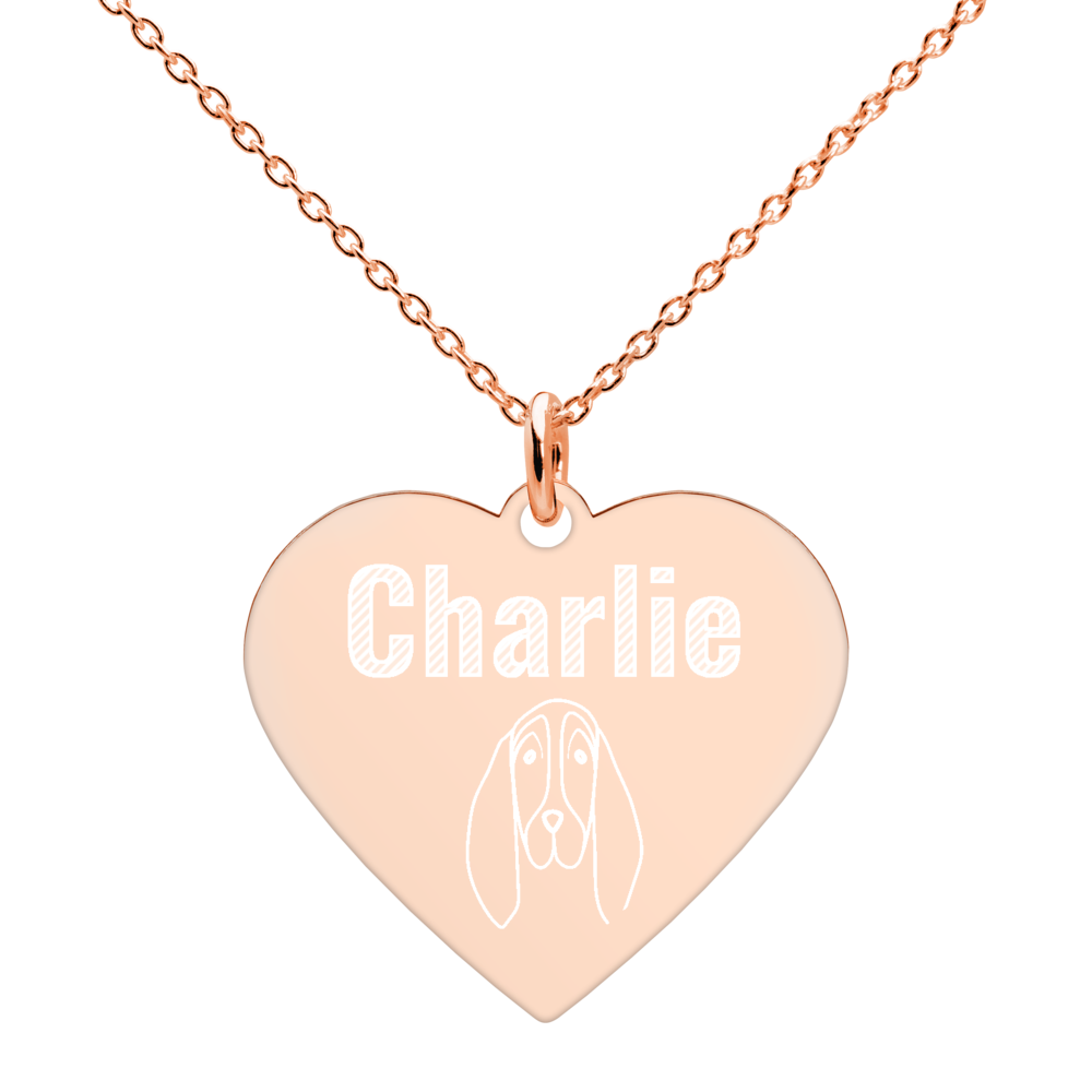 Dog Lover's Heart Chain Silver Pet Dog Name Engraved