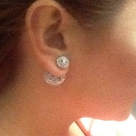 "Venus" Double Ball Ear Stud. Glam Party Bling  Ear Ring. WickedYo