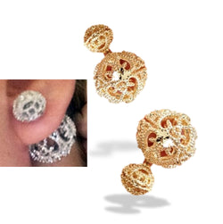 "Venus" Double Ball Ear Stud. Glam Party Bling  Ear Ring. WickedYo