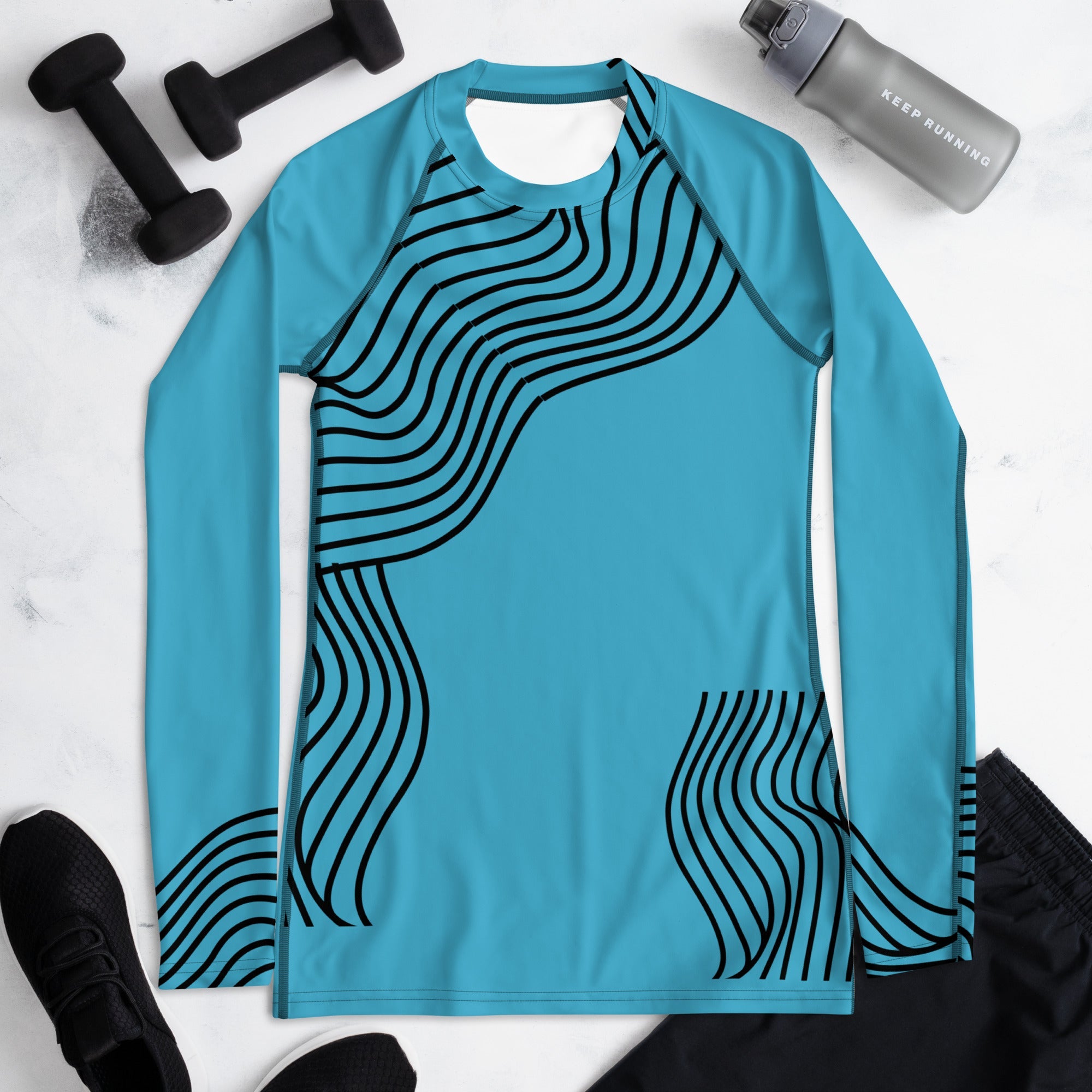 Long Sleeved Gym Top for Girls. Activewear or Workout Top. Streetwear. RippleFX by WickedYo.