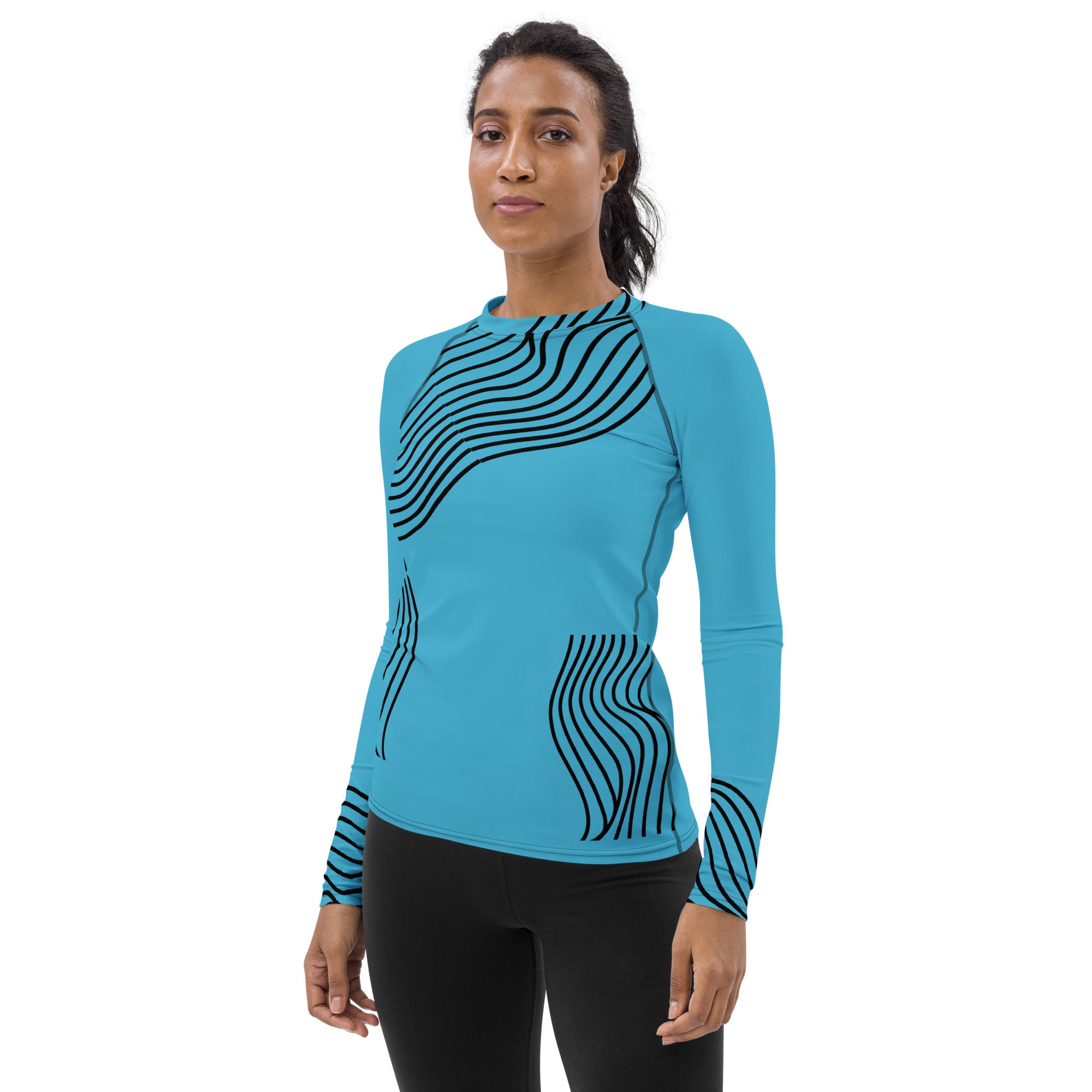 Sporty Women's Rashguard. Long Sleeved Gym Top. Activewear Top. RippleFX by WickedYo.