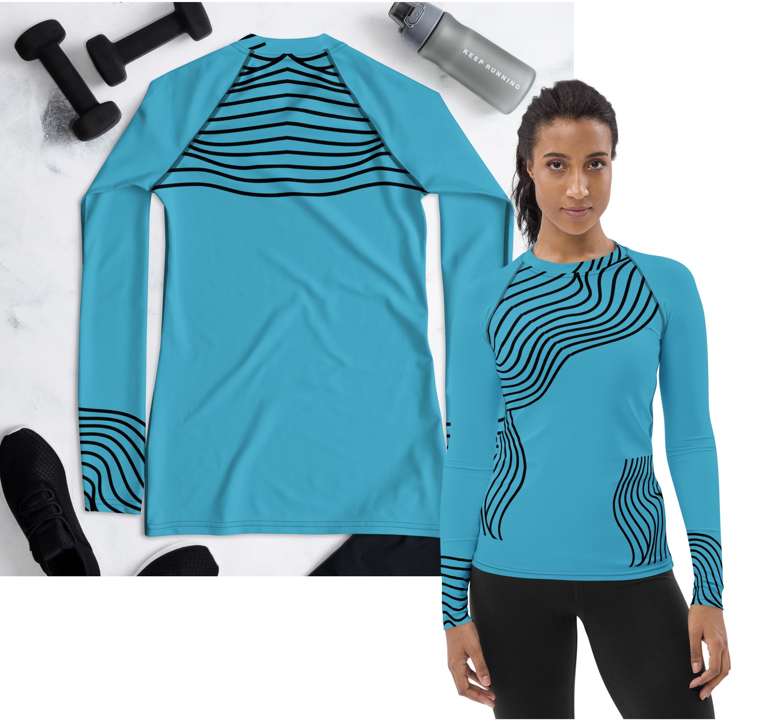Long Sleeved Gym Top for Girls. Activewear or Workout Top. Streetwear. RippleFX by WickedYo.