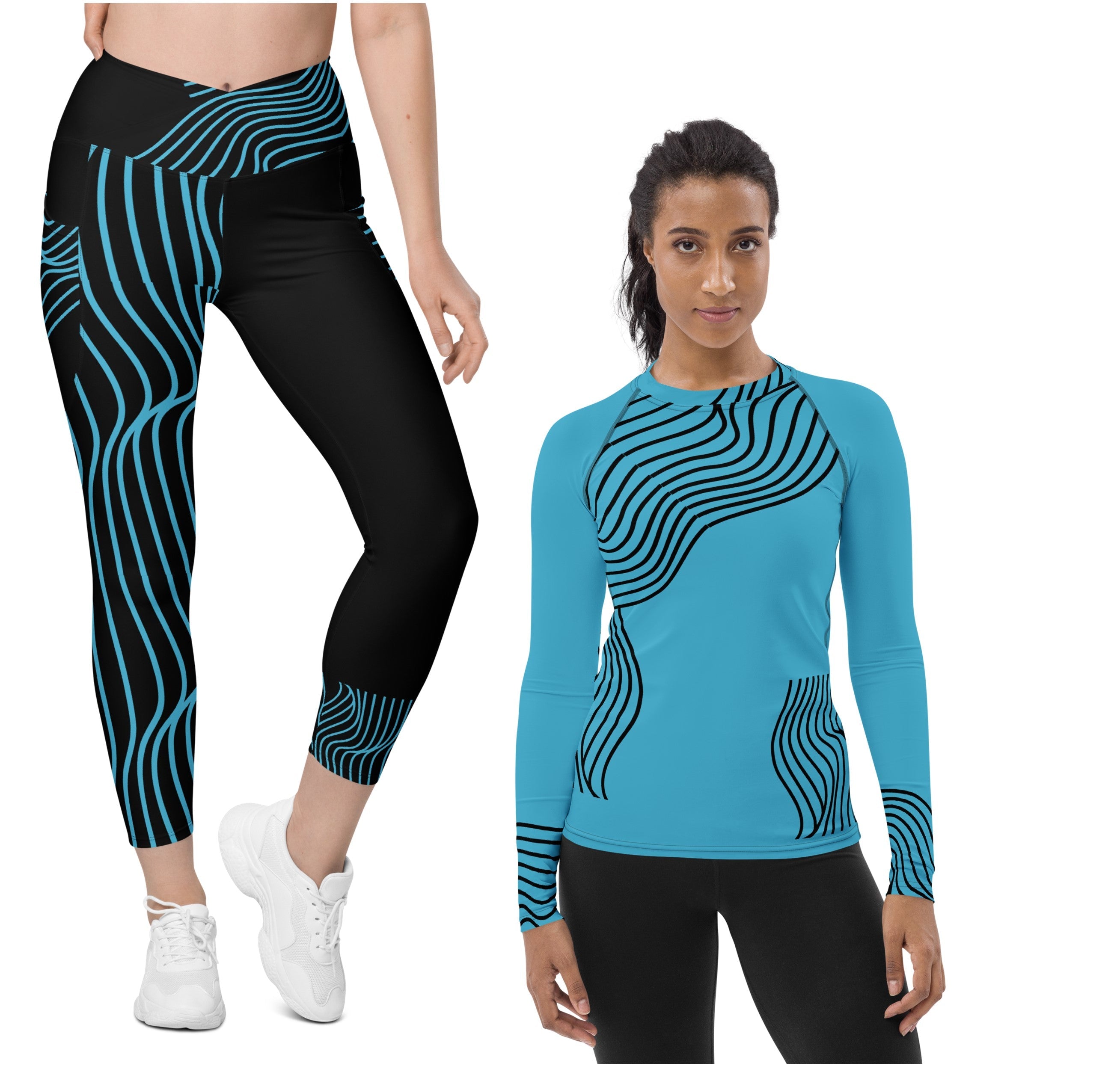 Long Sleeved Gym Top for Girls. Activewear or Workout Top. Streetwear. RippleFX by WickedYo.