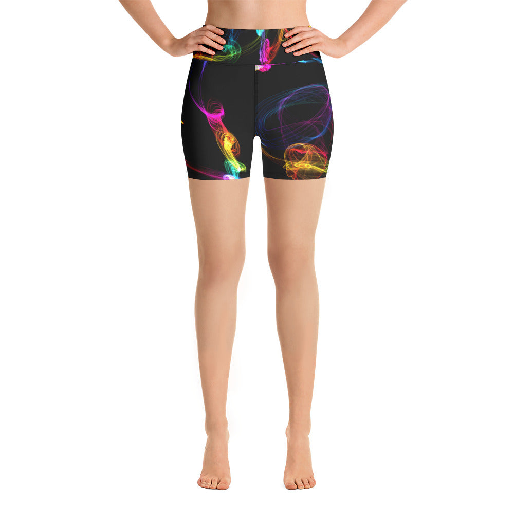 girls-gym-shorts-yoga-shorts-black-multi-color-strobes-wickedyo2