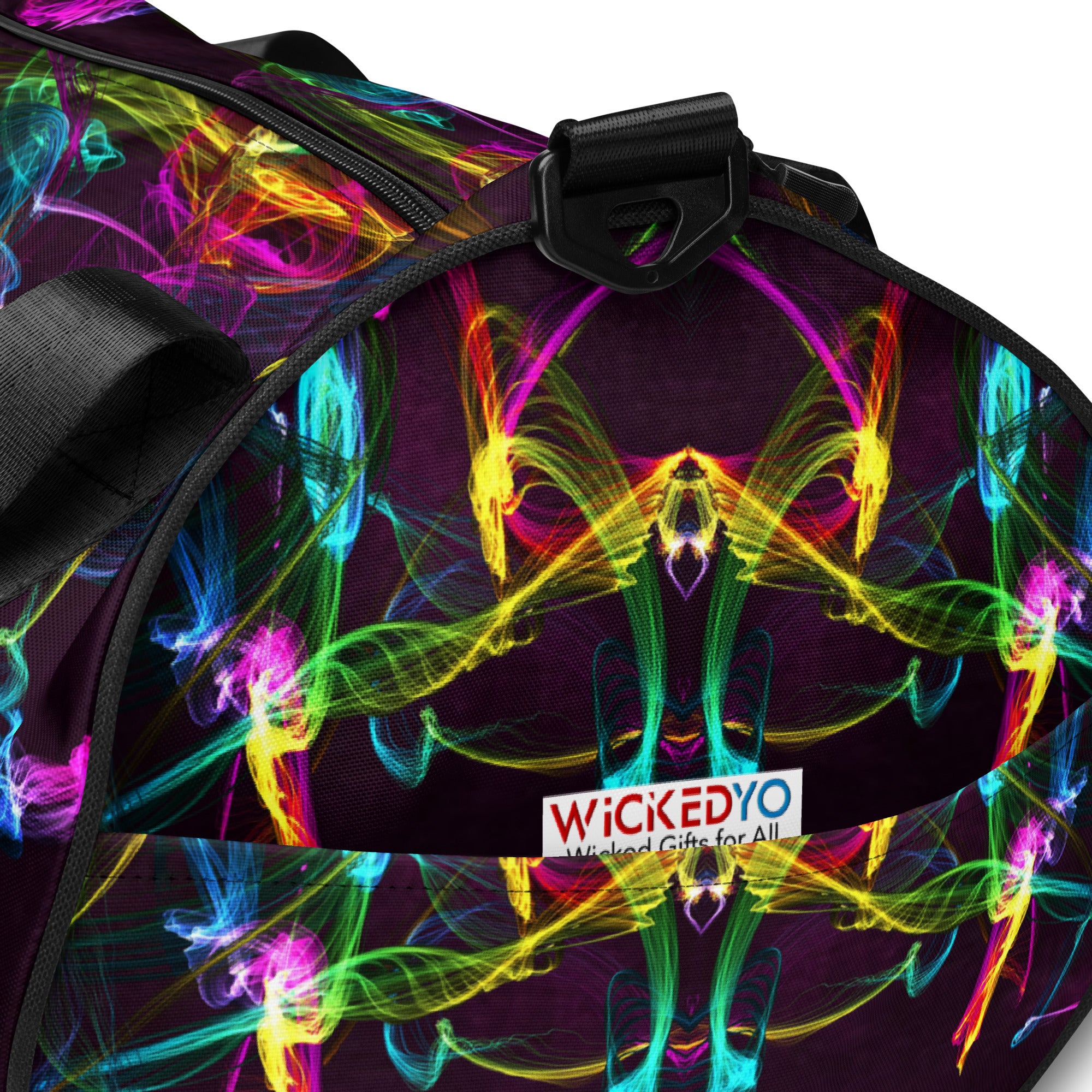 Duffel Bag. Girls' Gym Bag. Black Yoga or Workout Bag from Women. Strobes by WickedYo