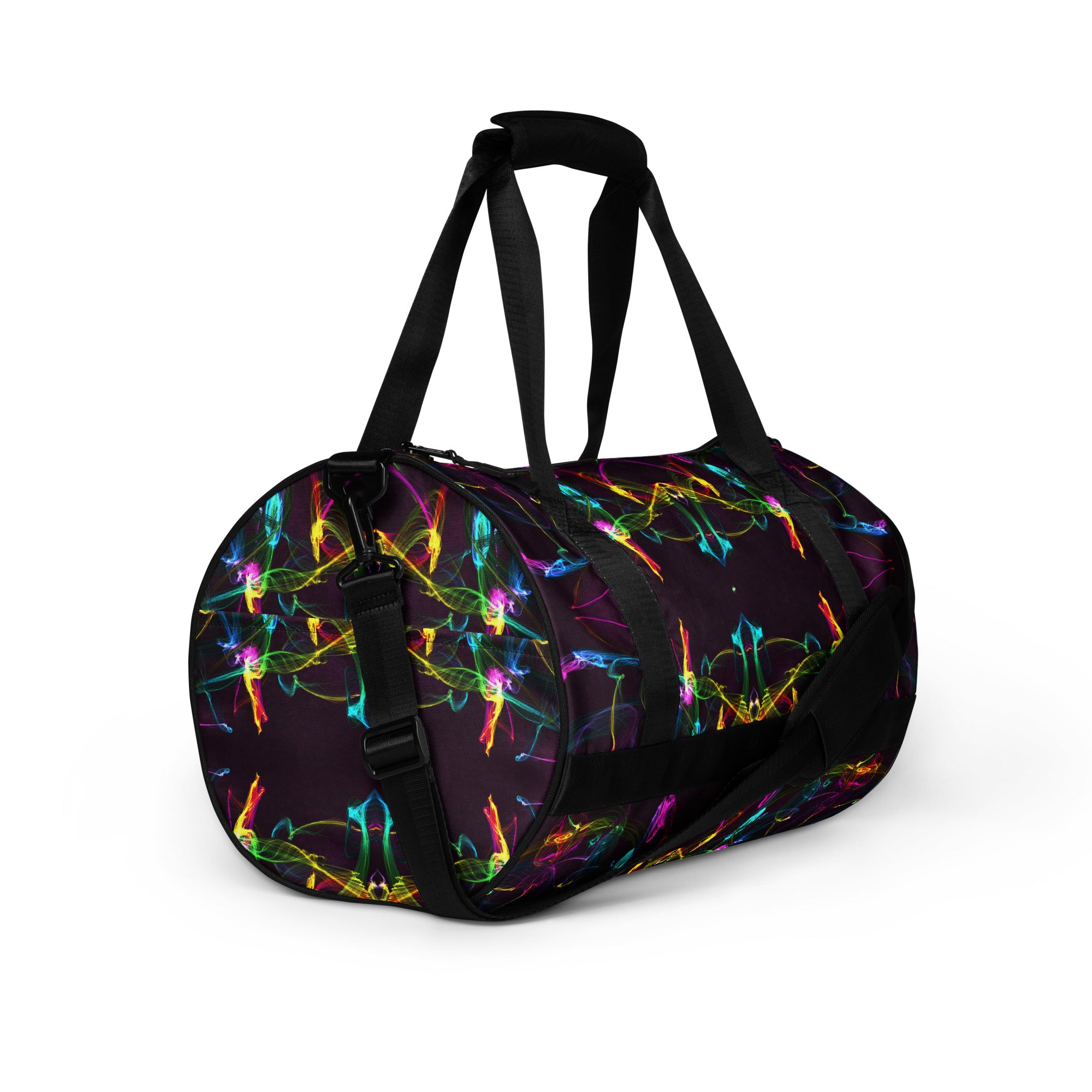 Duffel Bag. Girls' Gym Bag. Black Yoga or Workout Bag from Women. Strobes by WickedYo