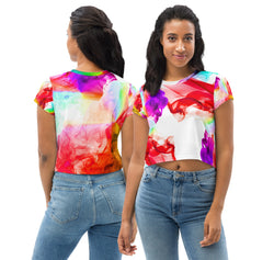 Gym Crop Top. Yoga Crop Tee. Activewear and Streetwear. Colorfall by WickedYo.