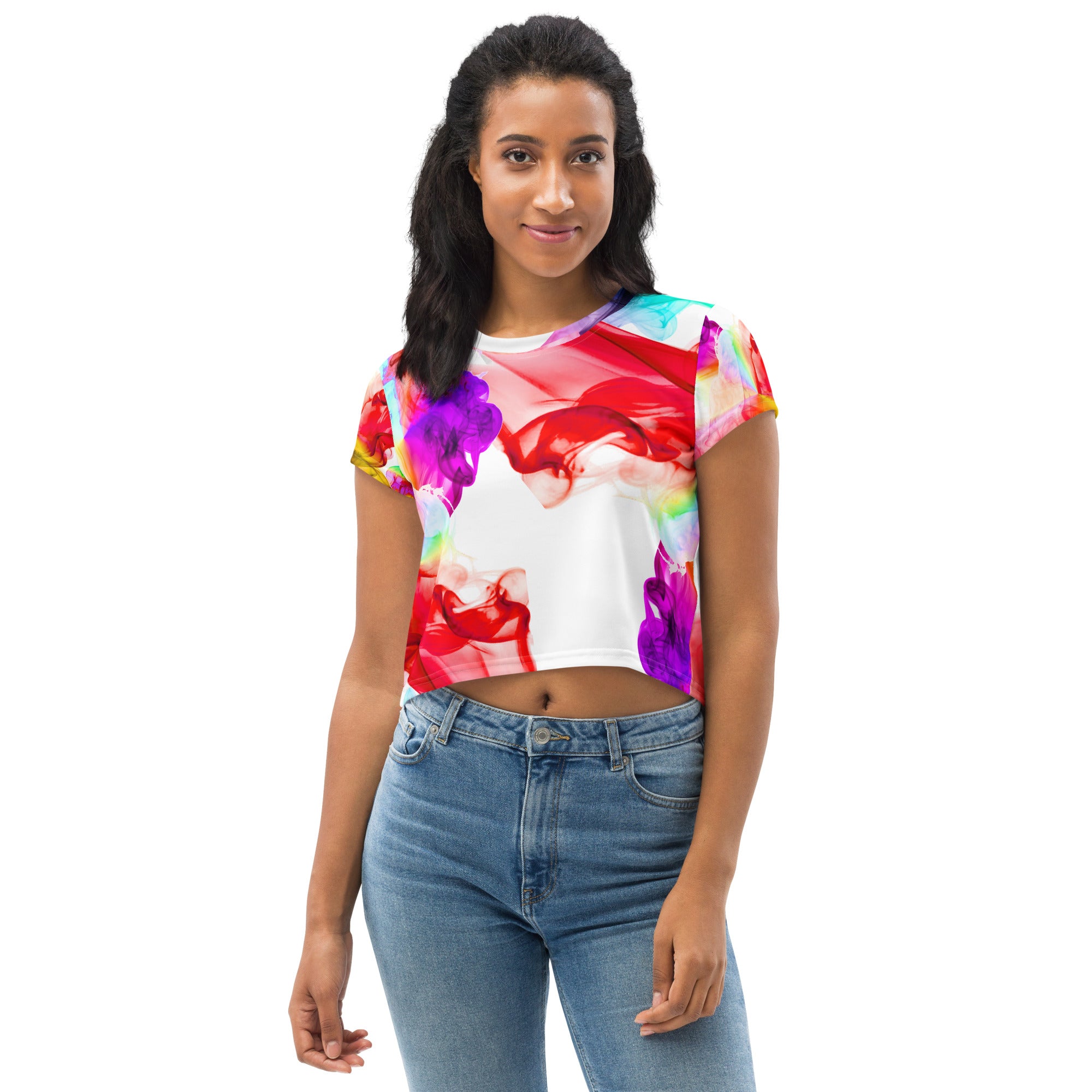 Gym Crop Top. Yoga Crop Tee. Activewear and Streetwear. Colorfall by WickedYo.