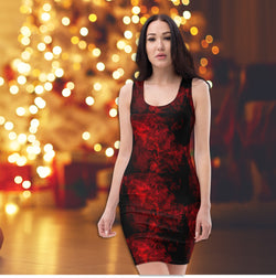 Christmas Party Outfit. 'Athena': Christmas Dress in Red and Black. WickedYo.
