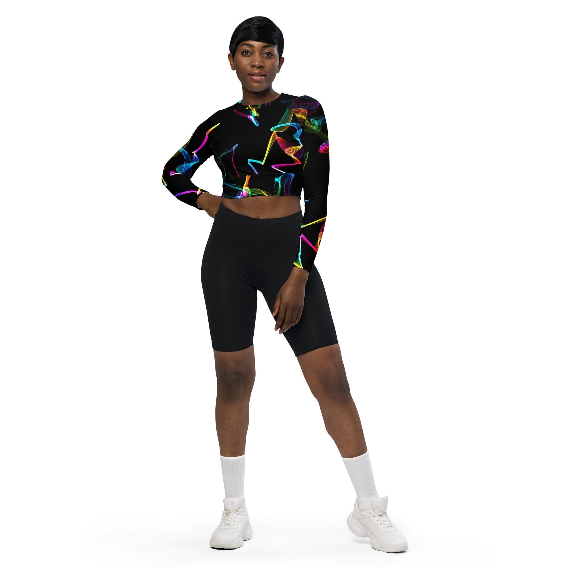 long-sleeved-crop-top-recycled-activewear-streetwear-black-multi-color-strobes-wickedyo6