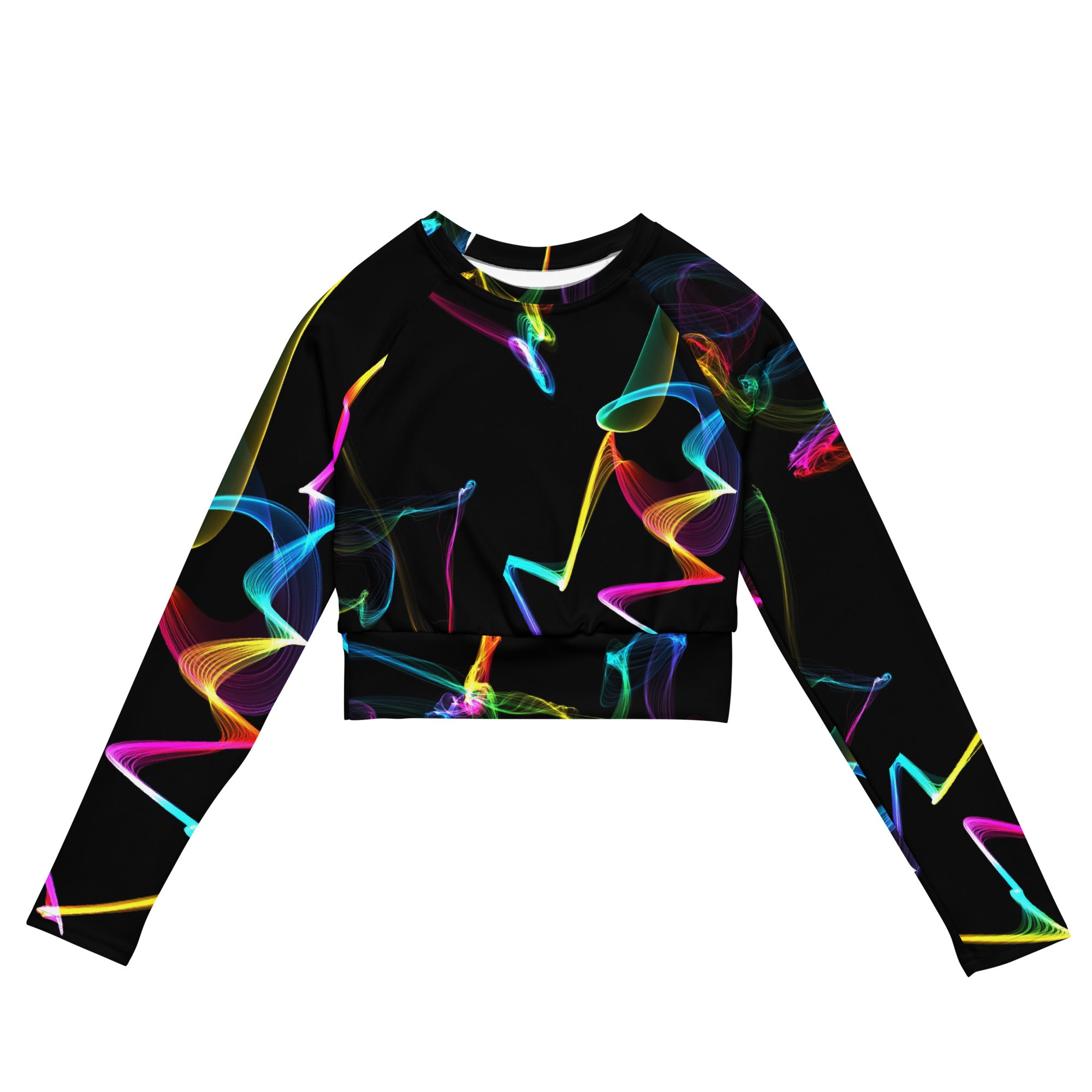Girls' Long Sleeved Cropped Top- Gym, Workout or Running Top. Activewear or Streetwear. "Strobes" by WickedYo.