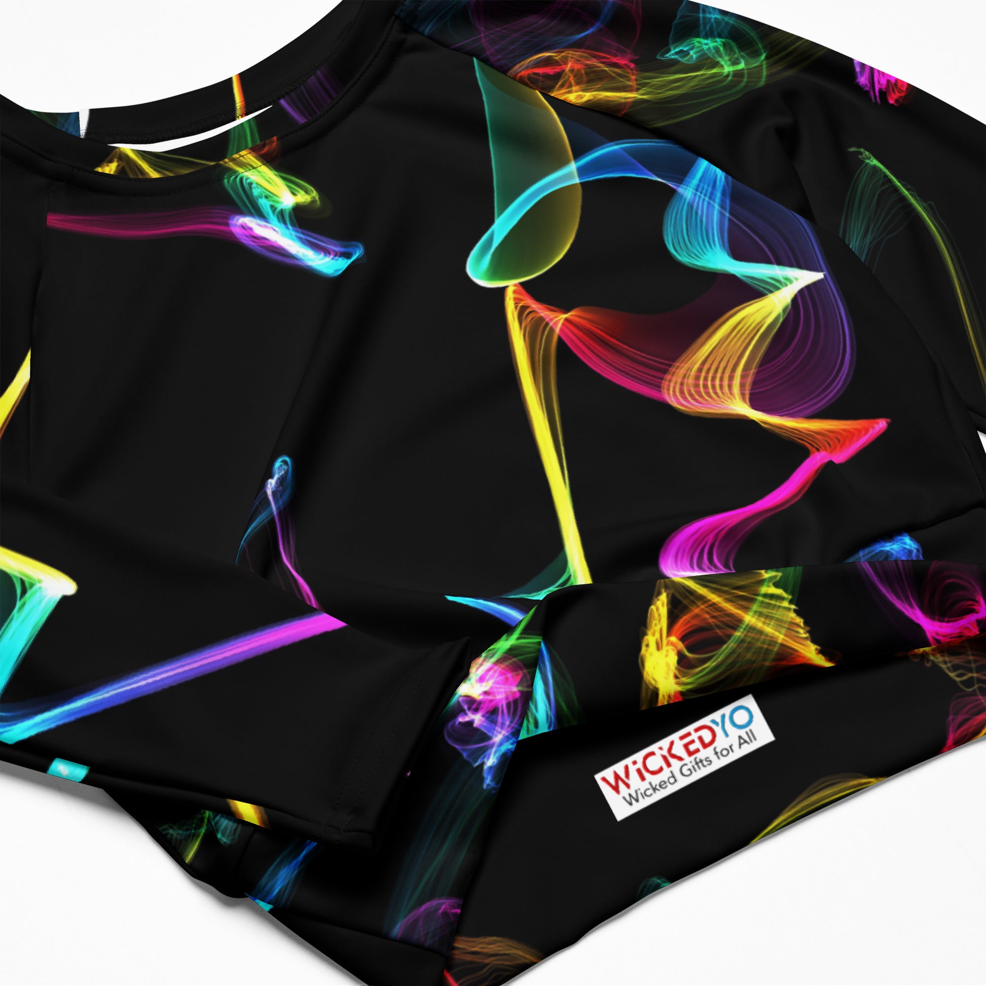 Girls' Long Sleeved Cropped Top- Gym, Workout or Running Top. Activewear or Streetwear. "Strobes" by WickedYo.