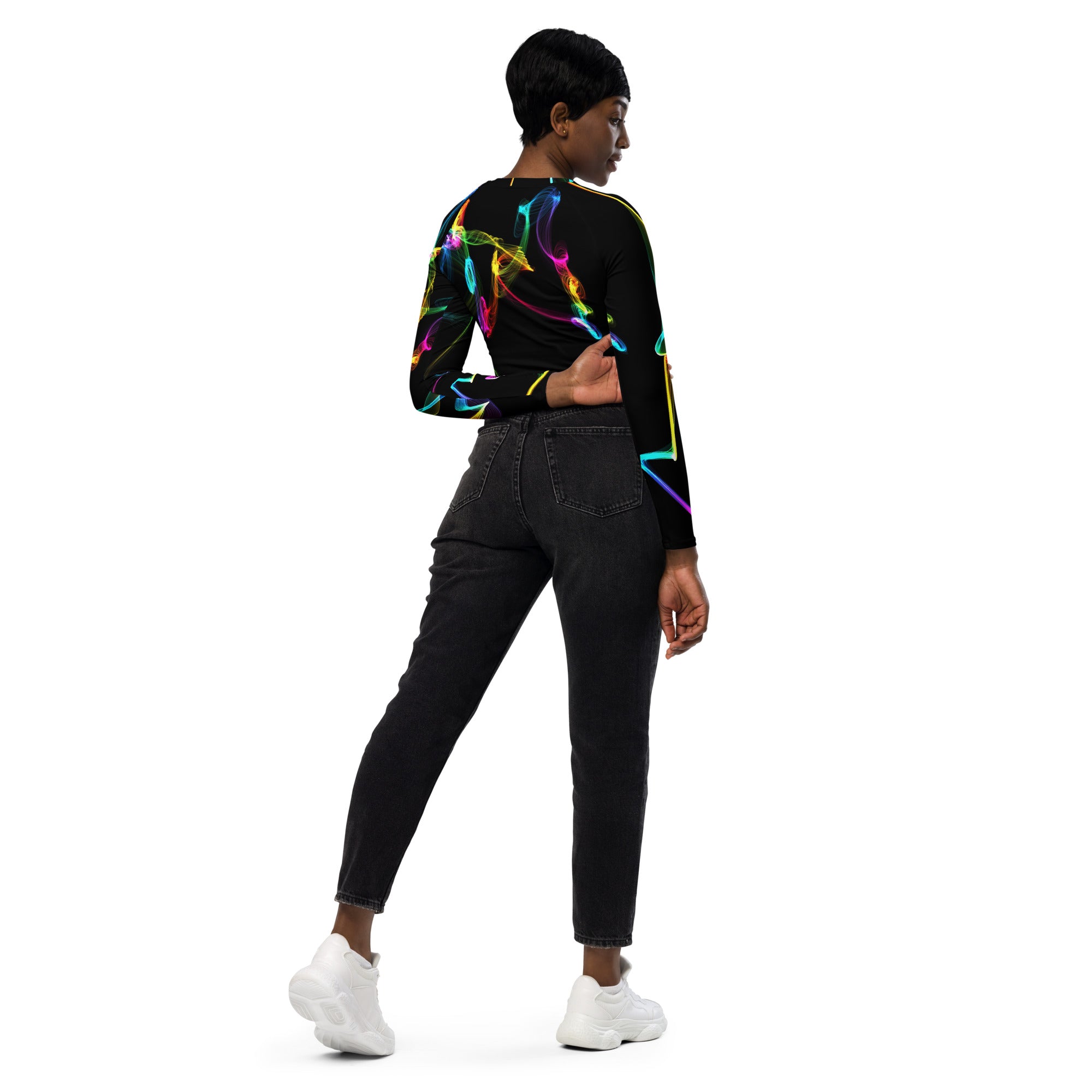 long-sleeved-crop-top-recycled-activewear-streetwear-black-multi-color-strobes-wickedyo7