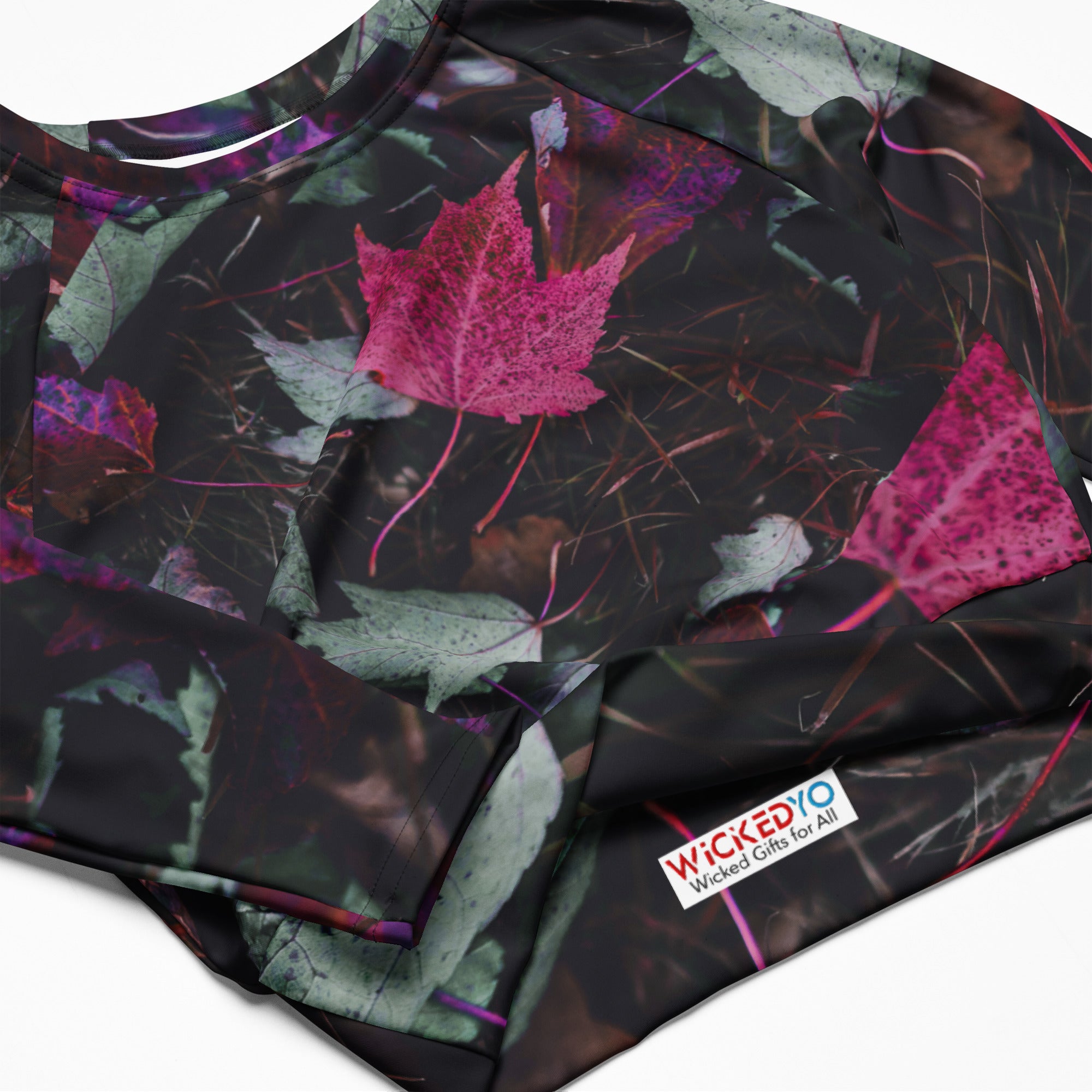 Long Sleeved Gym Cropped Top, Fall Workout or Running Top. Activewear or Streetwear. "PurplAutum" by WickedYo.