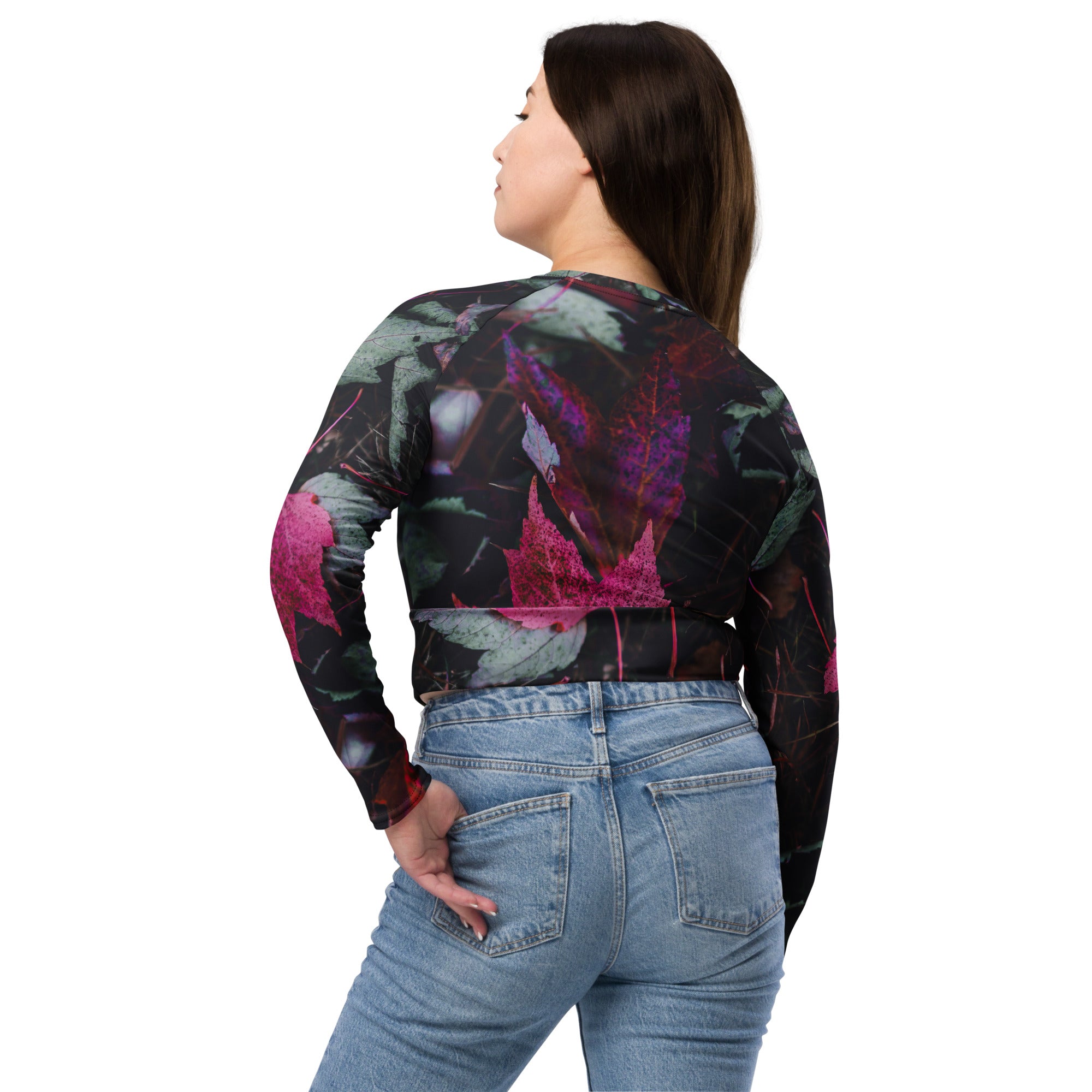 Long Sleeved Gym Cropped Top, Fall Workout or Running Top. Activewear or Streetwear. "PurplAutum" by WickedYo.