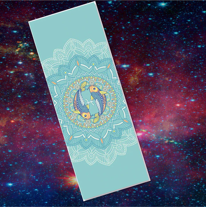 Pisces: Yoga Mat for Zodiac Lovers. Personalized Sun Sign Pilates mat. Extra thick, Non Slip. WickedYo.