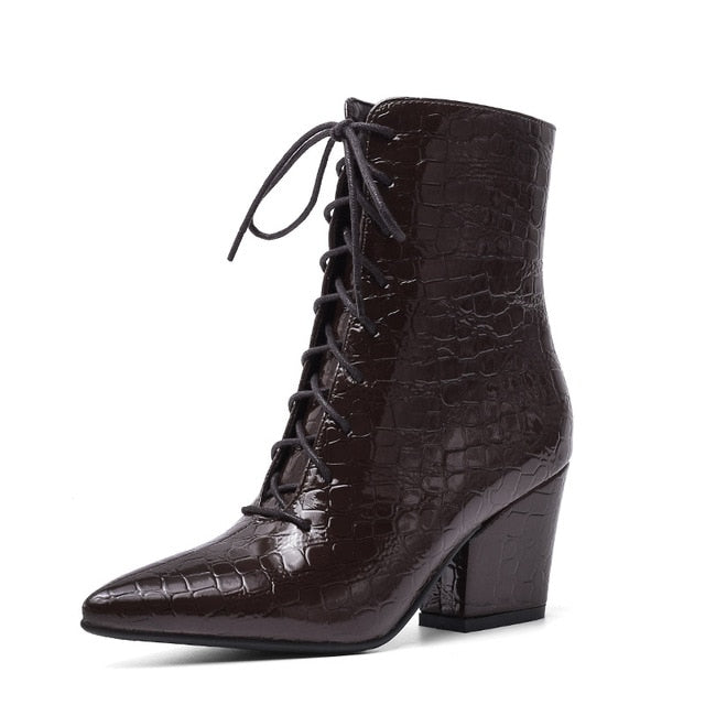 Chelsea Women's Boot. Ankle length Winter Shoe. Crocodile Print. WickedYo