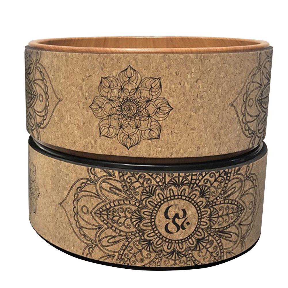 Om or AUM Cork Yoga Wheel. Ideal yoga wheel accessory for beginners. WickedYo.