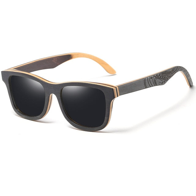 Uber Cool Unisex Sunglasses. Polarized Bamboo Wood Frame Shades. "Street Racer"- WickedYo.