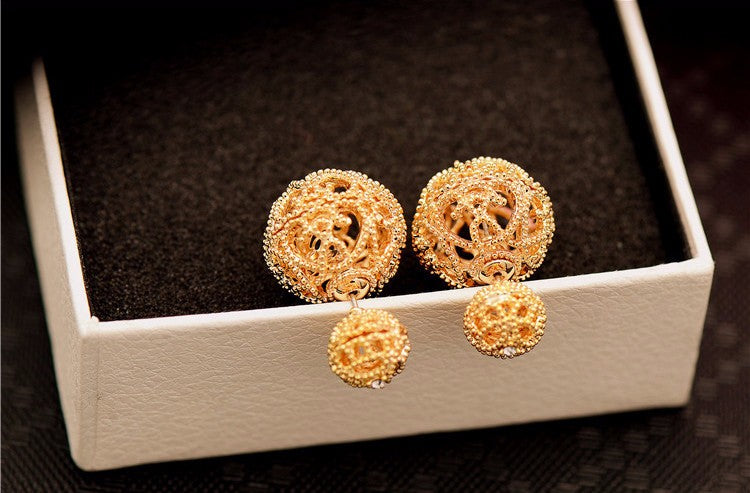 "Venus" Double Ball Ear Stud. Glam Party Bling  Ear Ring. WickedYo