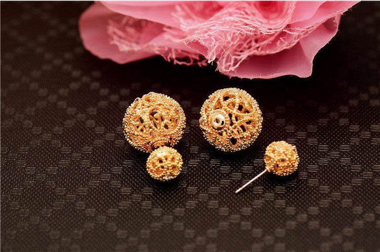 "Venus" Double Ball Ear Stud. Glam Party Bling  Ear Ring. WickedYo