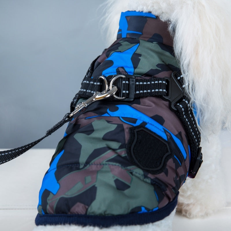 Winter Dog Coat with Harness. Adjustable, Waterproof Cozy Jacket for Dogs. WickedYo