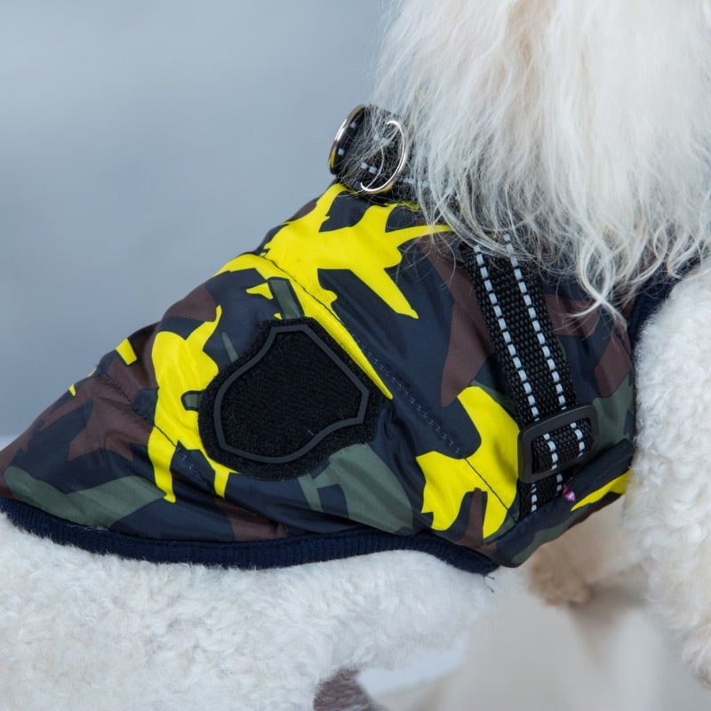 Winter Dog Coat with Harness. Adjustable, Waterproof Cozy Jacket for Dogs. WickedYo