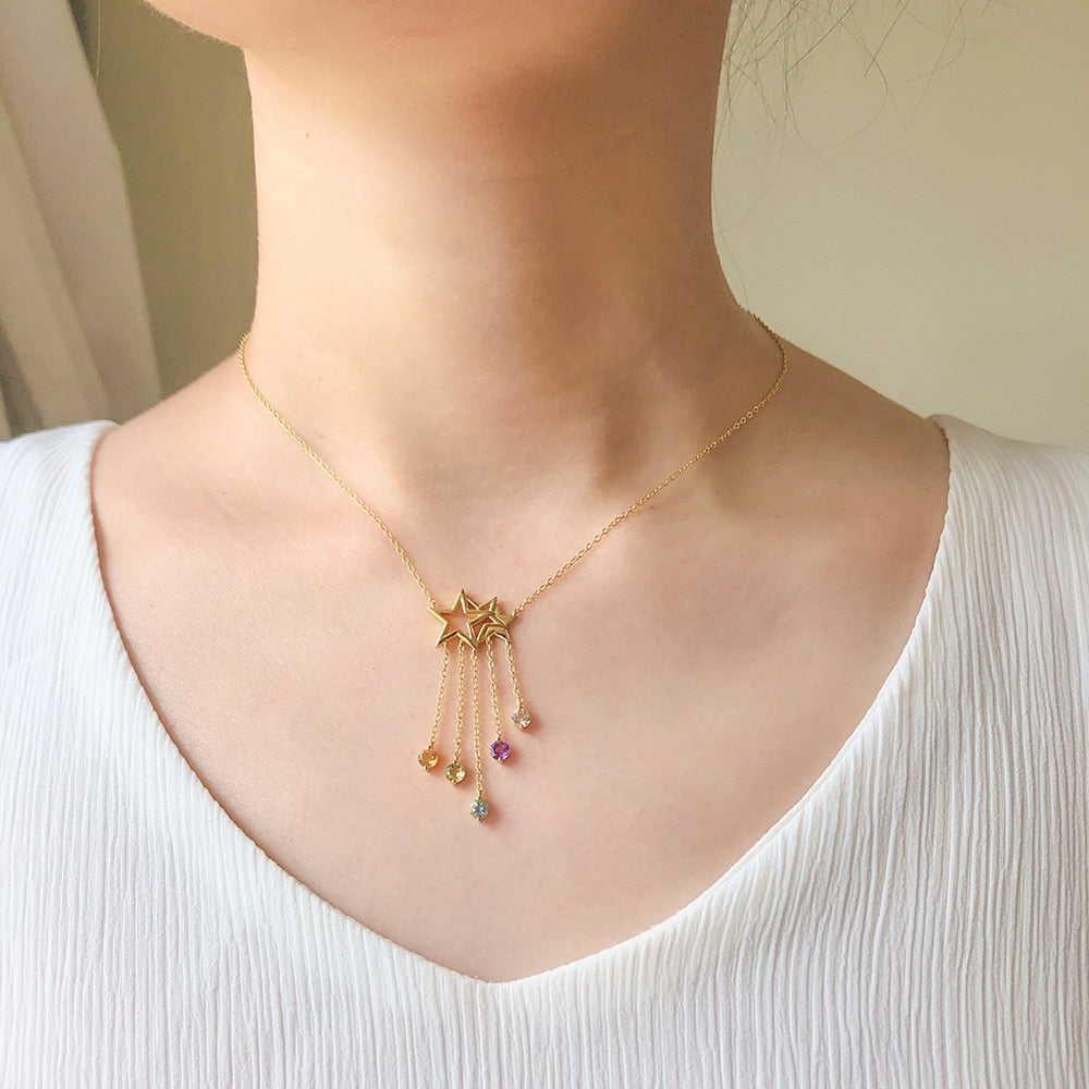 Star Charm Choker Necklace. Cute Sterling Silver Drop Pendant and Chain. WickedYo