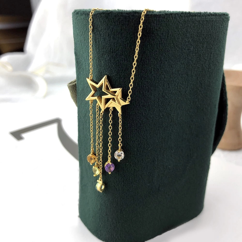 Star Charm Choker Necklace. Cute Sterling Silver Drop Pendant and Chain. WickedYo