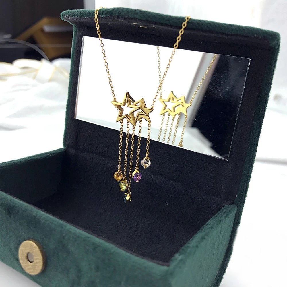 Star Charm Choker Necklace. Cute Sterling Silver Drop Pendant and Chain. WickedYo