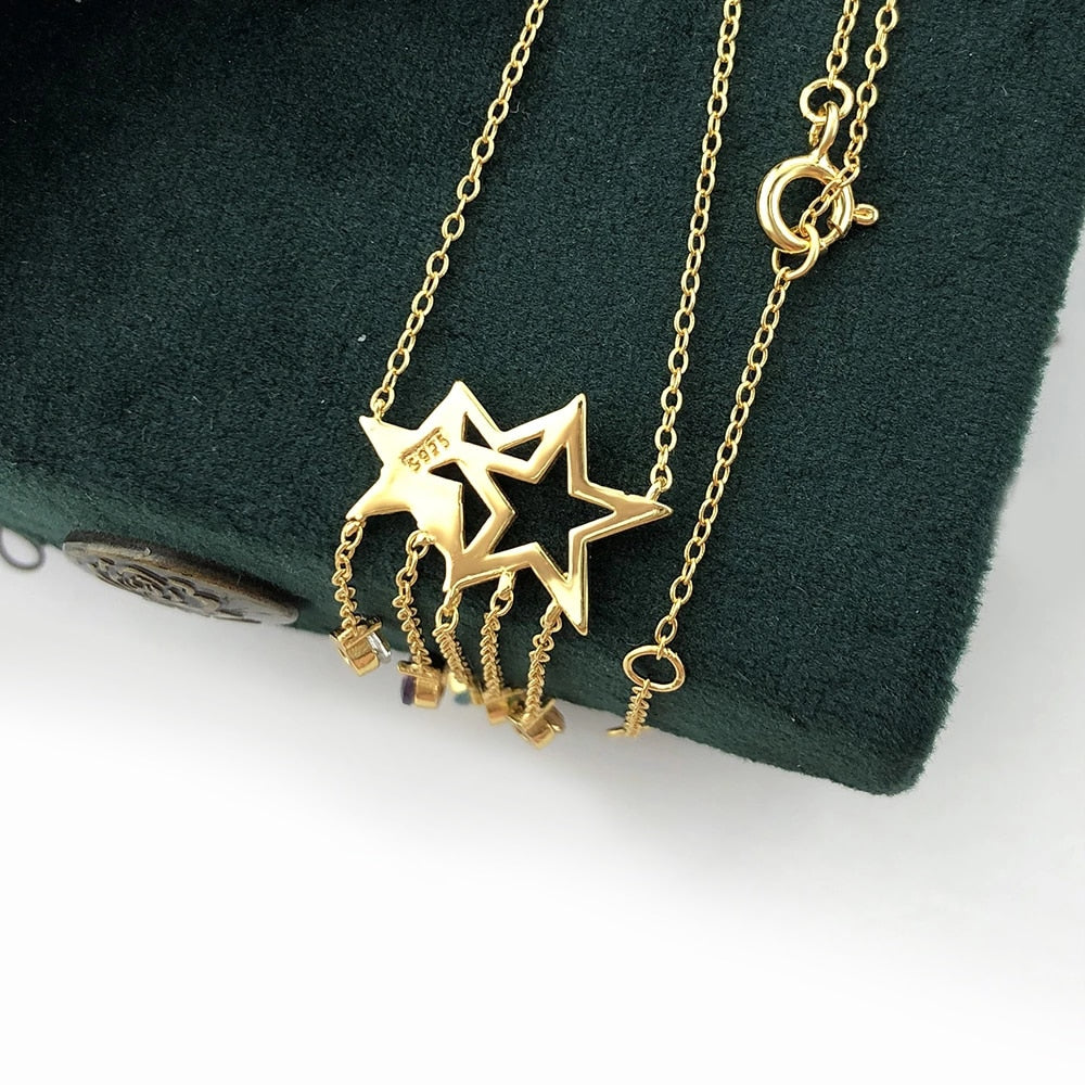 Star Charm Choker Necklace. Cute Sterling Silver Drop Pendant and Chain. WickedYo