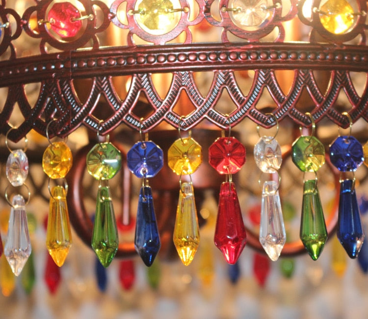 Stained Glass Look Pendant Lamp. Retro Chic Dining Room Light. Bar Area Hanging Lamp. WickedYo