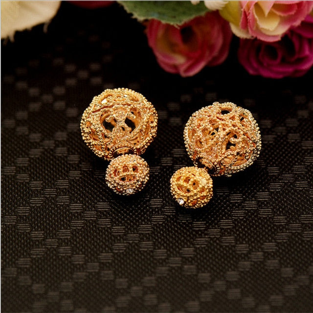 "Venus" Double Ball Ear Stud. Glam Party Bling  Ear Ring. WickedYo