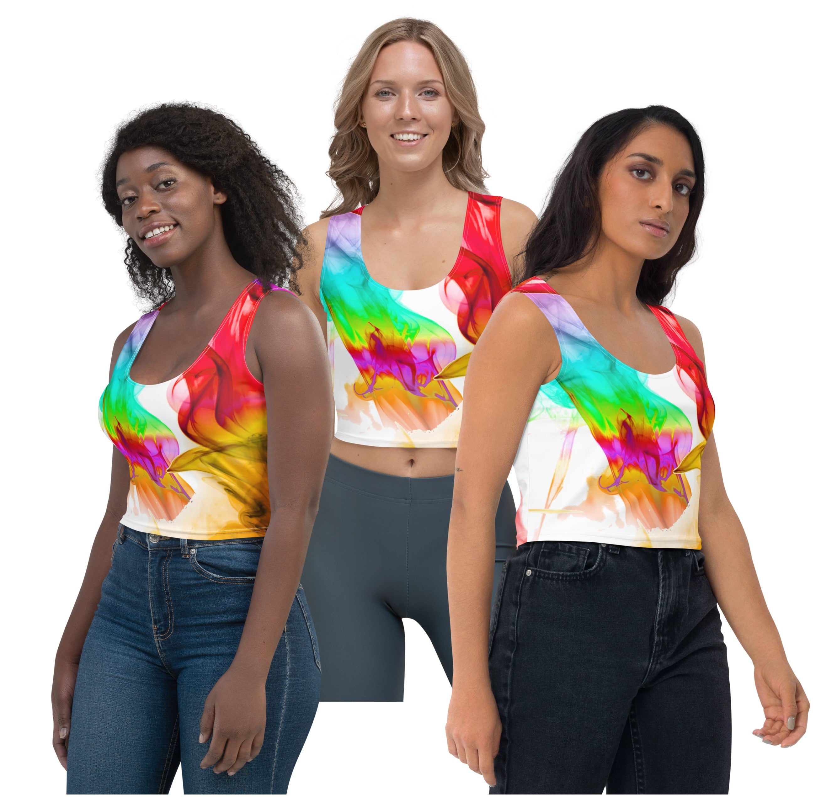 Gym Crop Top. Yoga Crop Tee. Activewear and Streetwear. Colorfall by WickedYo.