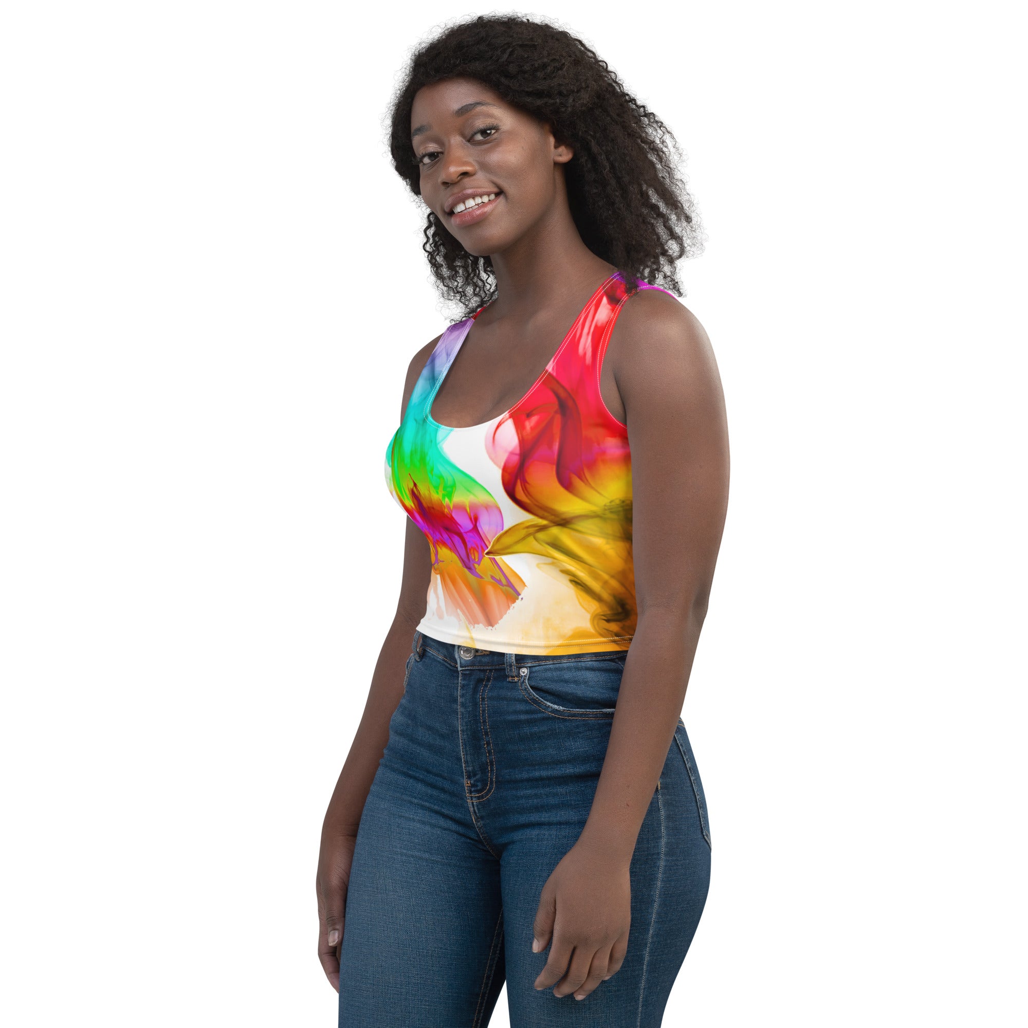 Sleeveless Gym Crop Tee. Yoga Crop Top. Activewear and Streetwear. Colorfall by WickedYo.