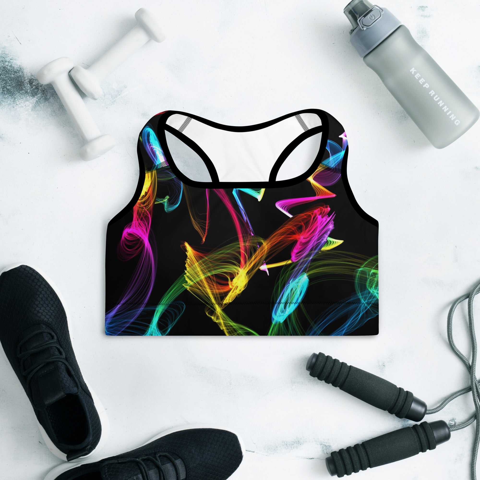 Sports Bra for Fitness Workouts. Activewear Bra. Yoga or Gym Top. "Strobes" by WickedYo.