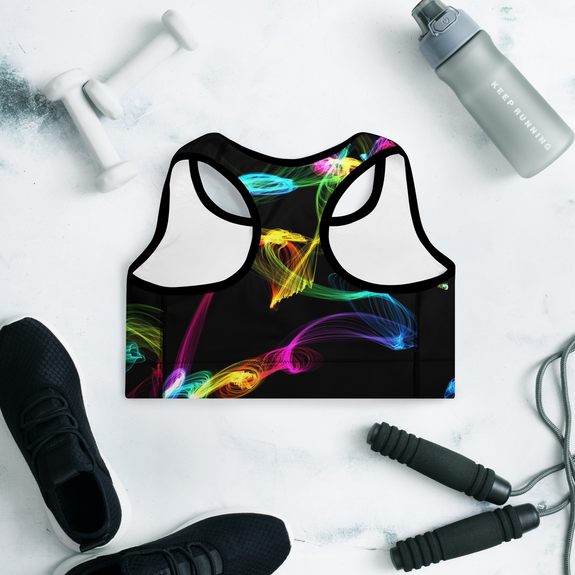 Sports Bra for Fitness Workouts. Activewear Bra. Yoga or Gym Top. "Strobes" by WickedYo.