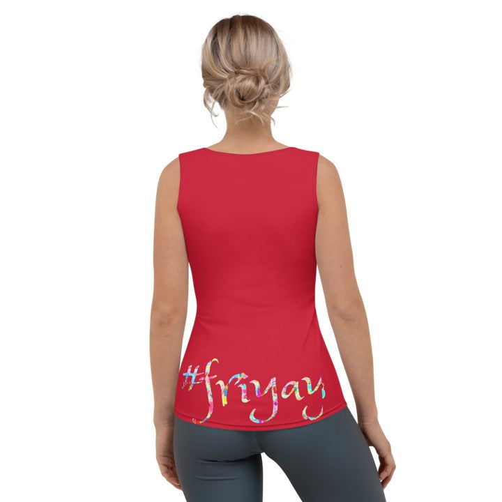 #friyay Tank Tees. Girls' Hashtag Art Tank Top-Black, Red, Purple. WickedYo.