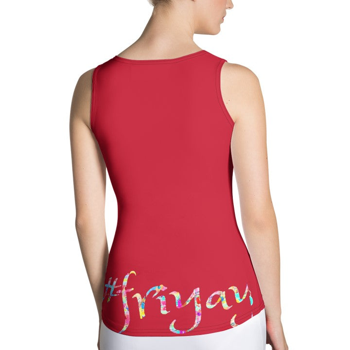 #friyay Tank Tees. Girls' Hashtag Art Tank Top-Black, Red, Purple. WickedYo.
