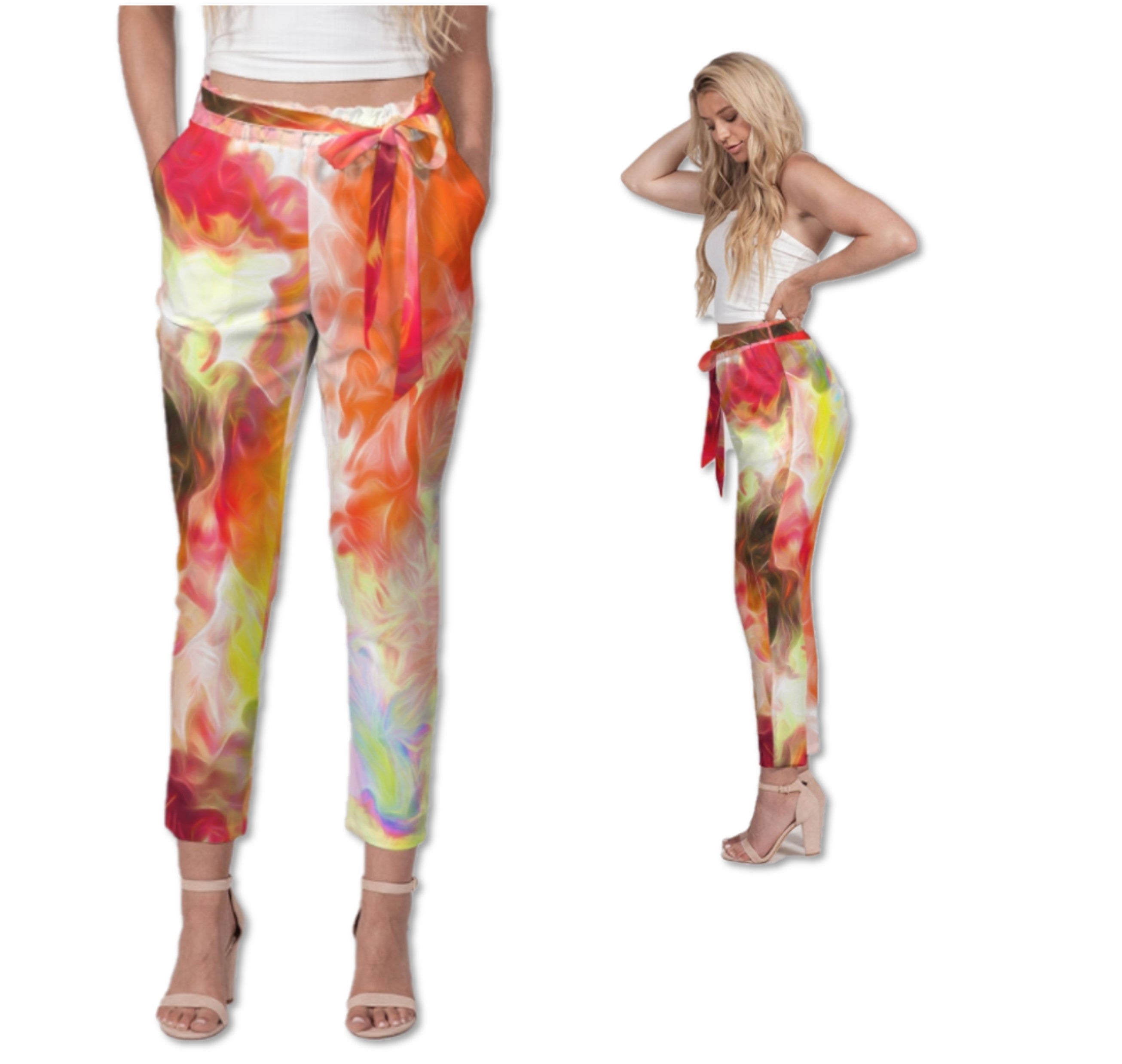 tapered-pants-colorful-stylish-ankle-pants-orange-white-wickedyo1