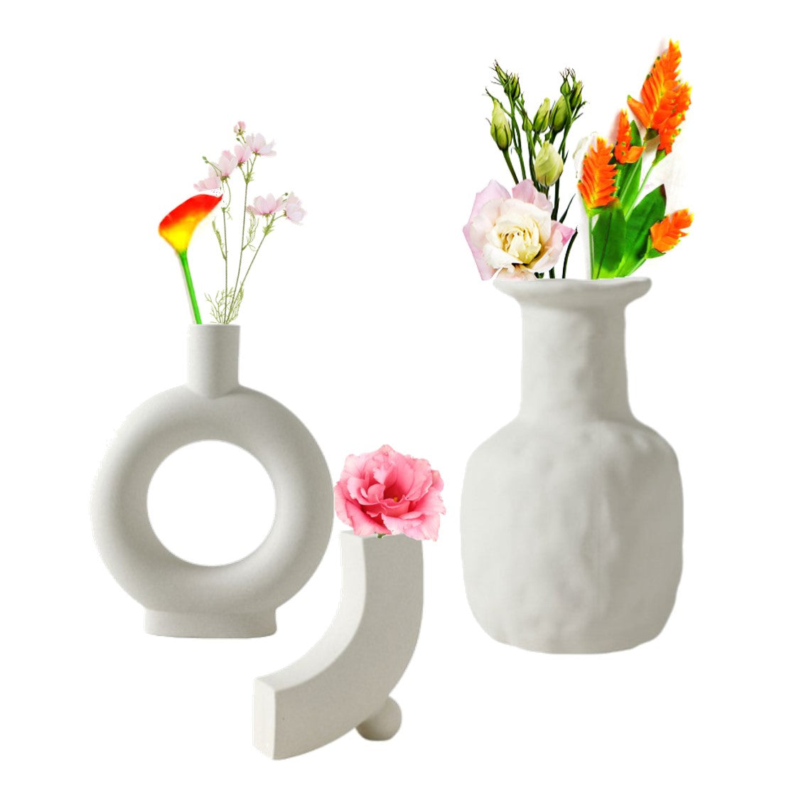 White Nordic Vase. Minimalist Flower Vase. Chic Home Decor Idea. WickedYo